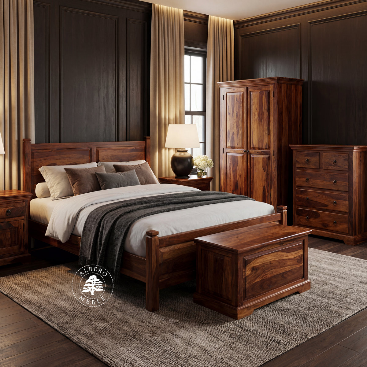 stolik z drewna palisandrowego w kolorze brązowym