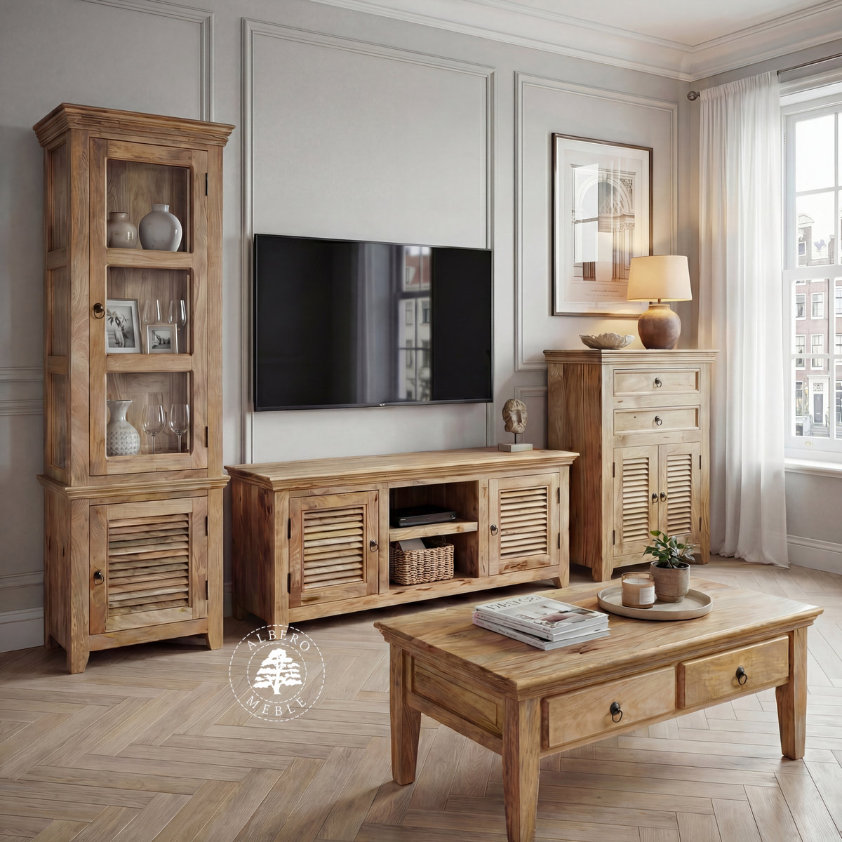 kolekcja mebli oslo z jadnego drewna mangowca