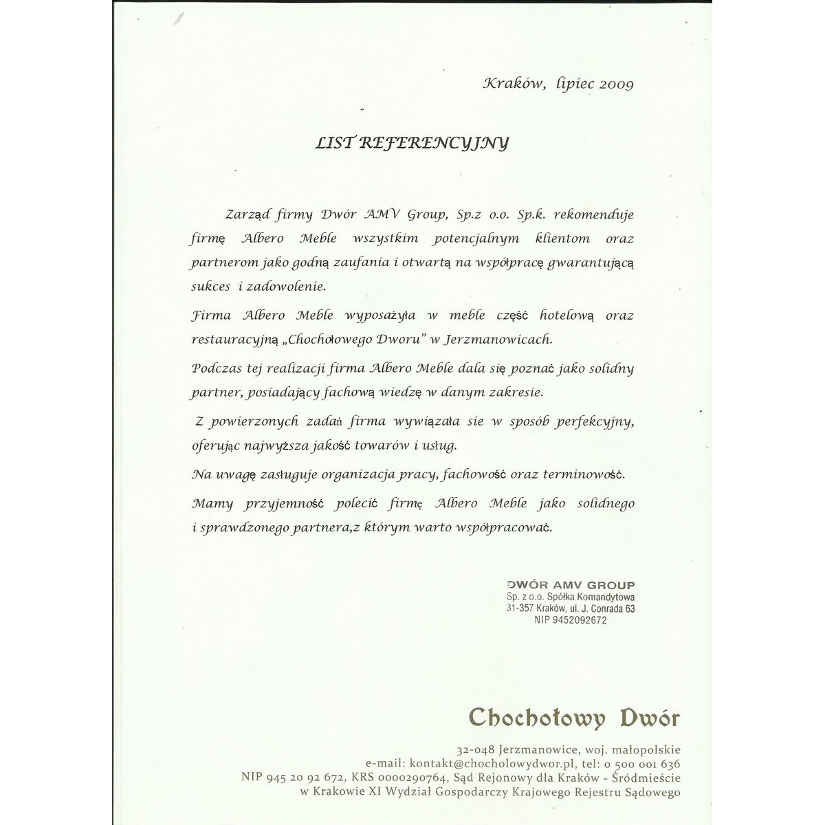 referencje Chochołowy Dwór Jerzmanowice