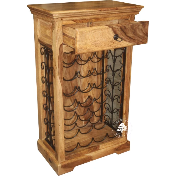 Kolonialny barek z drewna z metalowym stojakiem