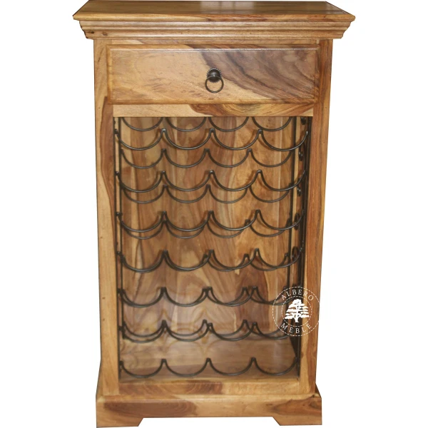 Kolonialny barek z drewna z metalowym stojakiem