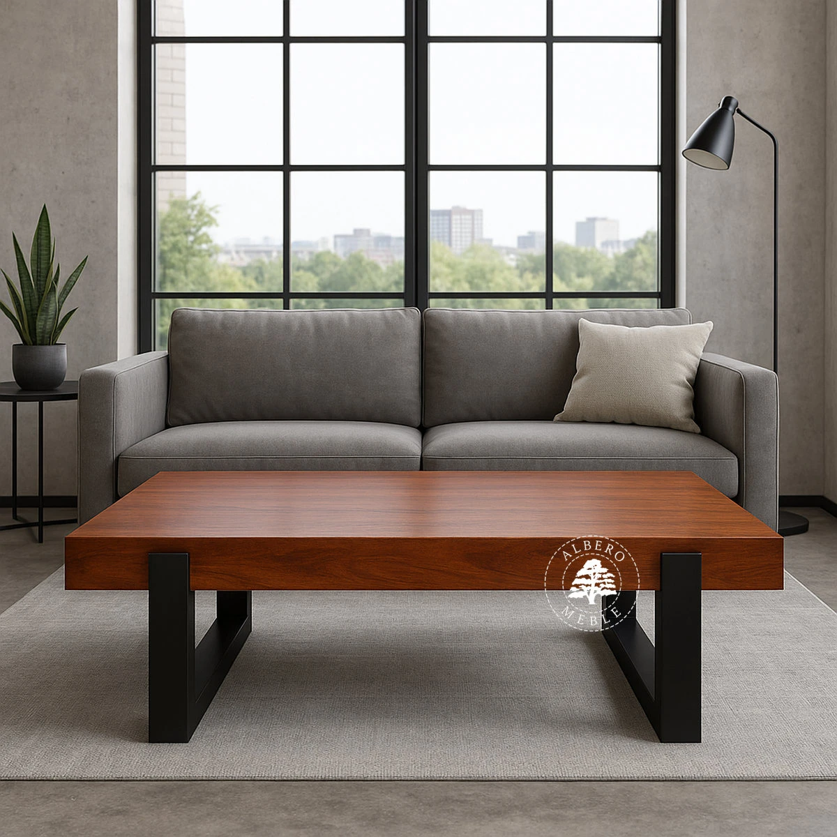 Ława z bali drewnianych na metalowych nogach