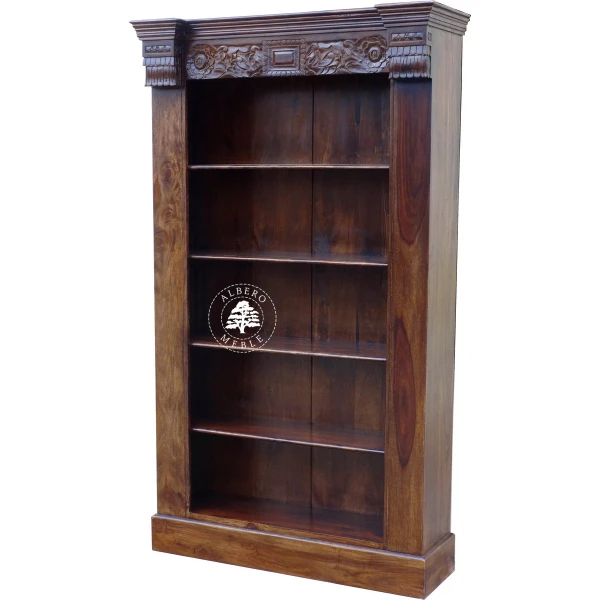 Indyjska Biblioteka drewniana ręcznie robiona i rzeźbiona