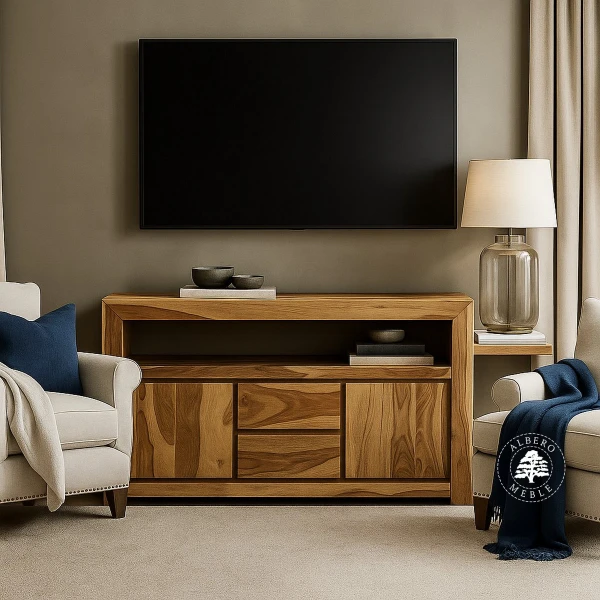 Wysoka komoda drewniana pod TV