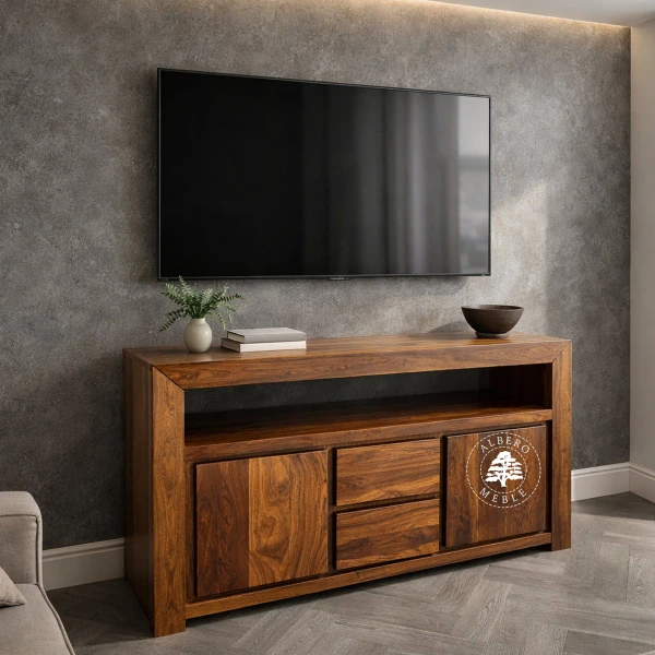 Wysoka komoda drewniana pod TV