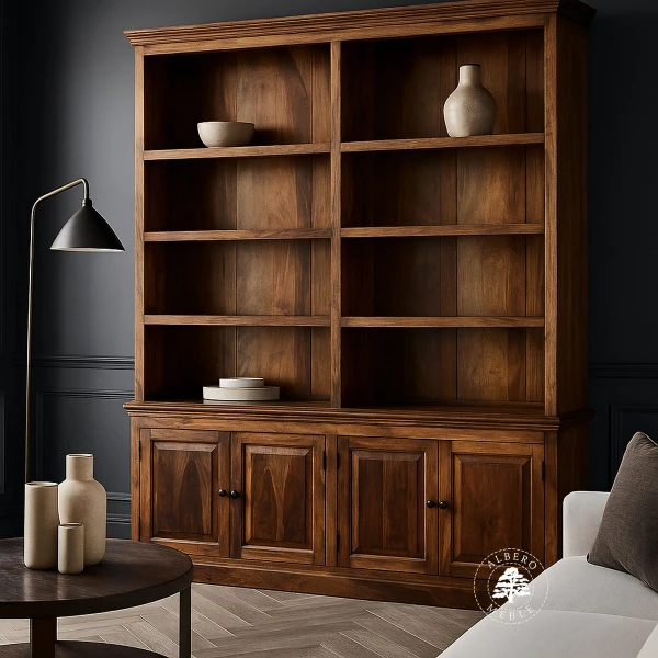 Otwarty Regał Drewniany w Stylu Klasycznym