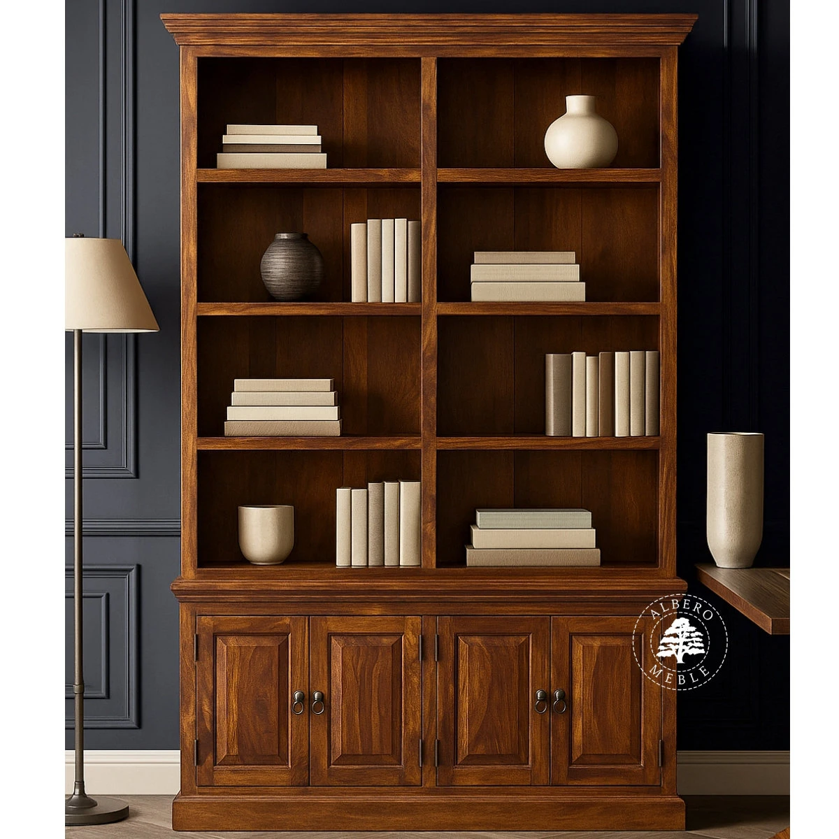 Otwarty Regał Drewniany w Stylu Klasycznym