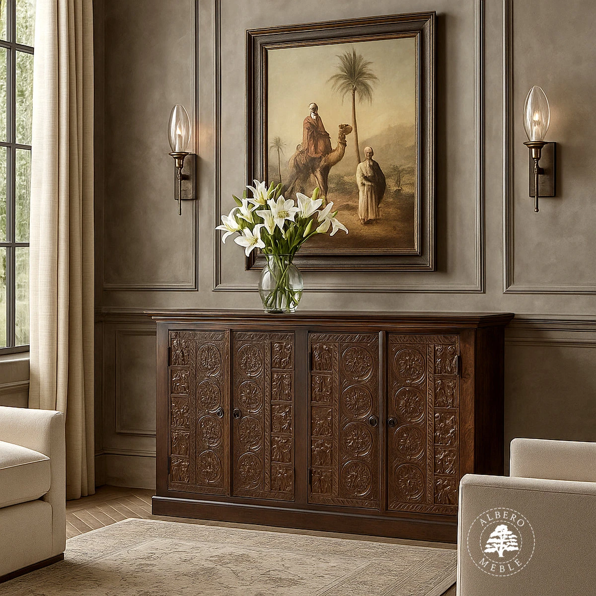 Unikalna komoda drewniana Orissa ręcznie wykonana