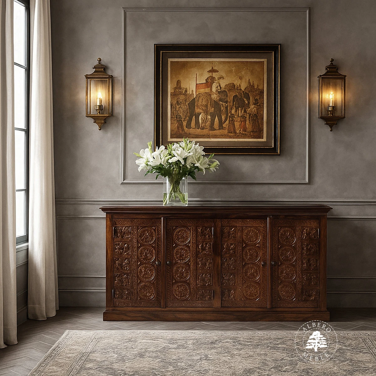 Unikalna komoda drewniana Orissa ręcznie wykonana