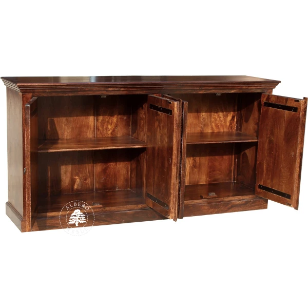 Komoda drewniana z ręcznymi rzeźbieniami na drzwiach