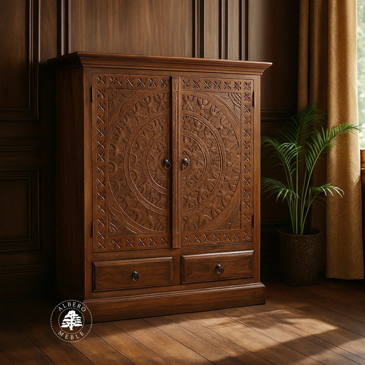 Unikatowa komoda Orissa ręcznie wykonana z drewna