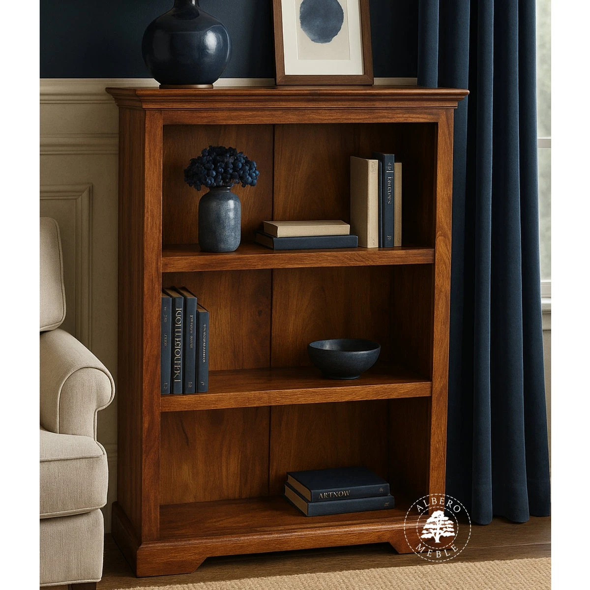 Niski Stylowy Regał Drewniany