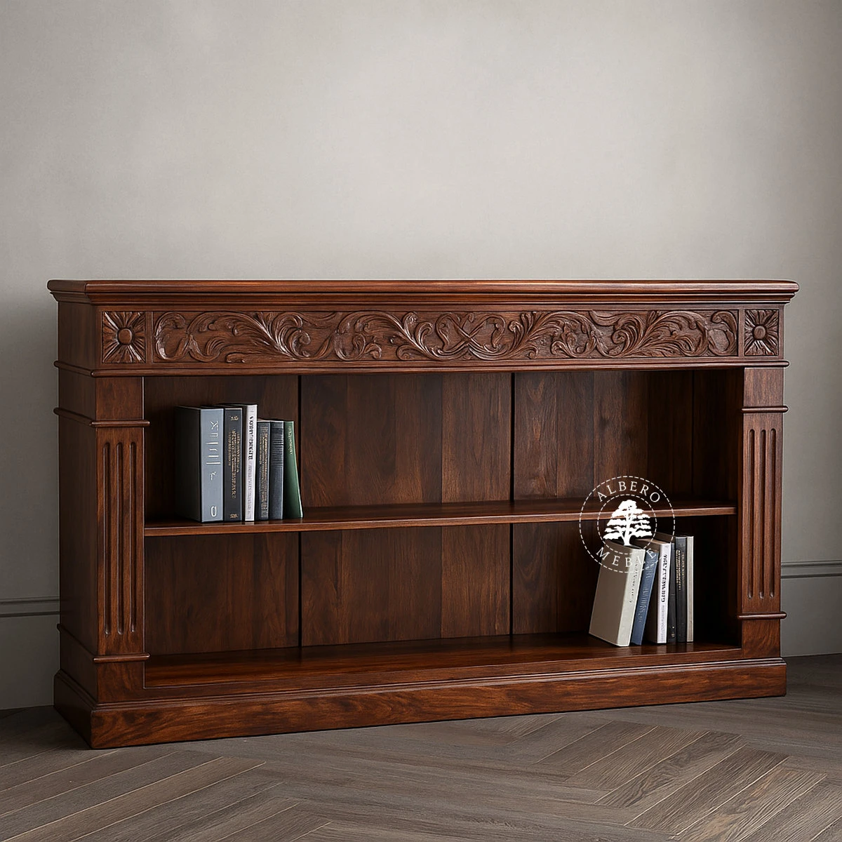 Niski Regał Indyjski z Artystycznym Rzeźbieniem