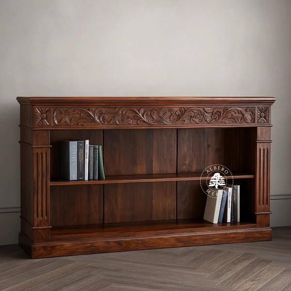 Niski Regał Indyjski z Artystycznym Rzeźbieniem