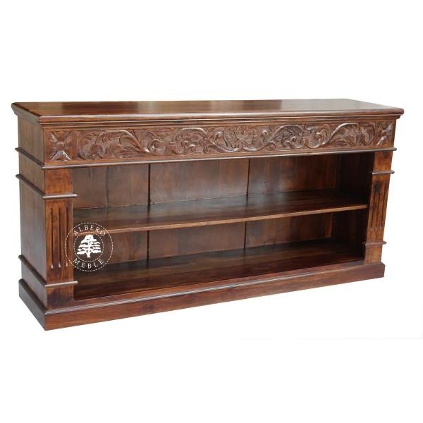 Niski Regał Indyjski z Artystycznym Rzeźbieniem