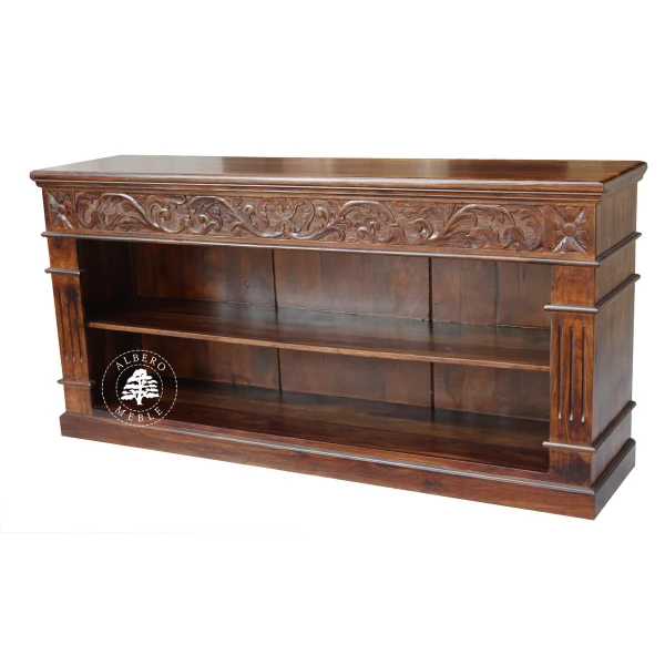 Niski Regał Indyjski z Artystycznym Rzeźbieniem