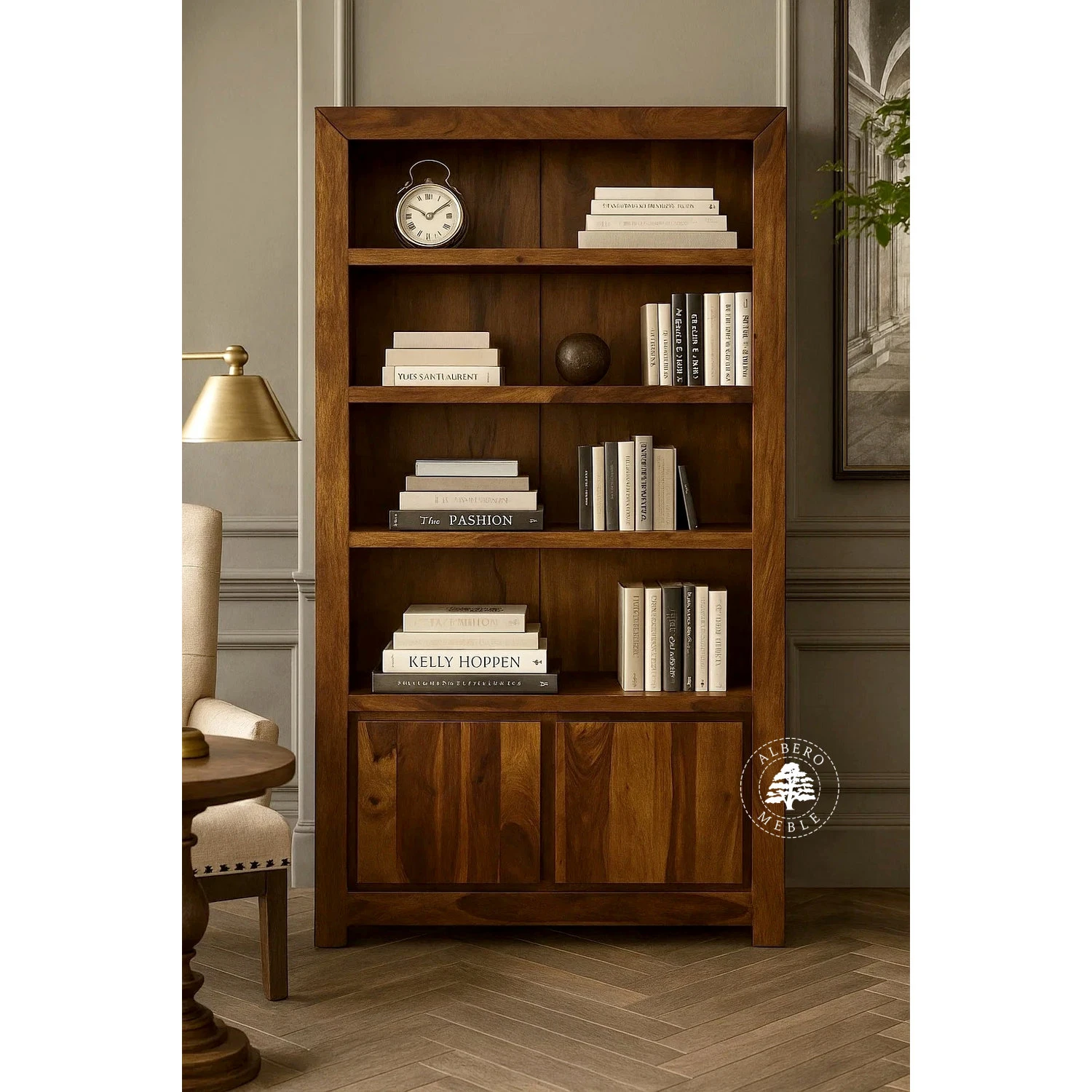 Nowoczesny Drewniany Regał na Książki do Gabinetu