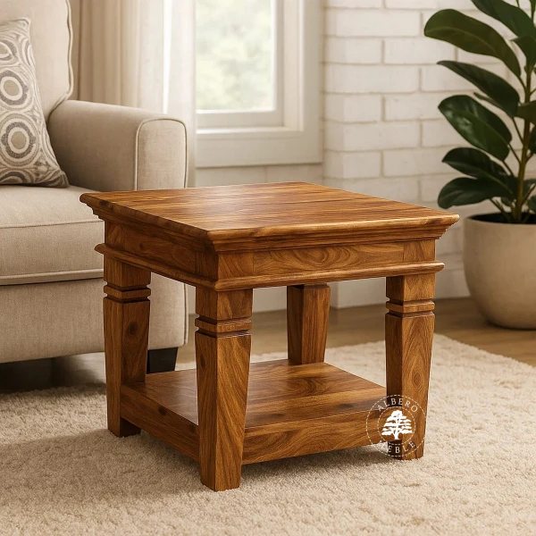 Mała ława kawowa Albero z drewnianą dolna półką