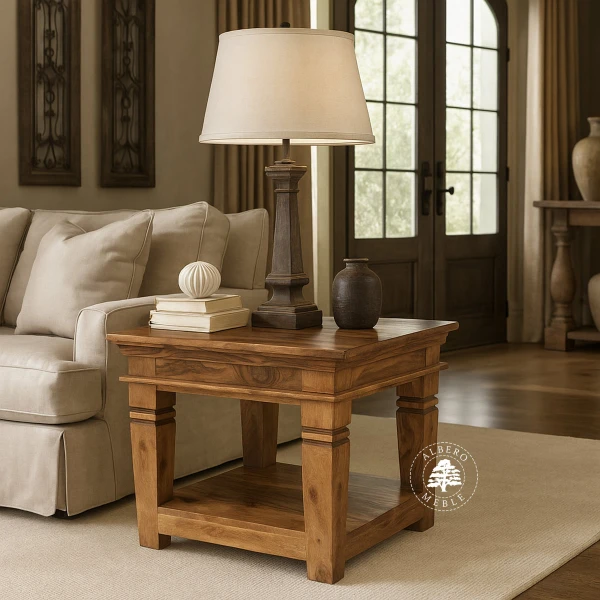 Mała ława kawowa Albero z drewnianą dolna półką