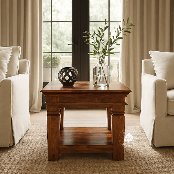 Mała ława kawowa Albero z drewnianą dolna półką