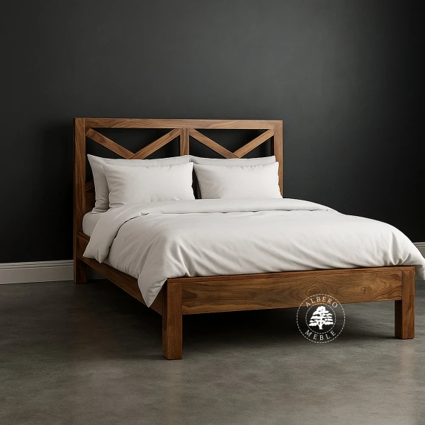 Stylowe łózko drewniane Albero do sypialni