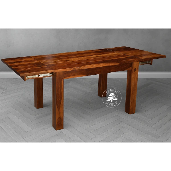 Stół z drewna litego z szufladami bocznymi