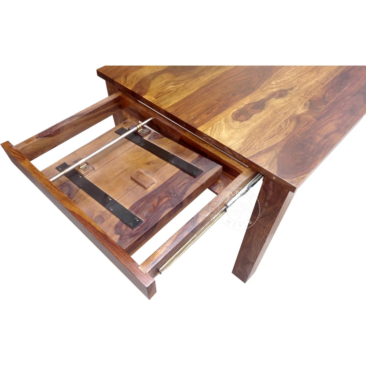 Stół z drewna litego z szufladami bocznymi