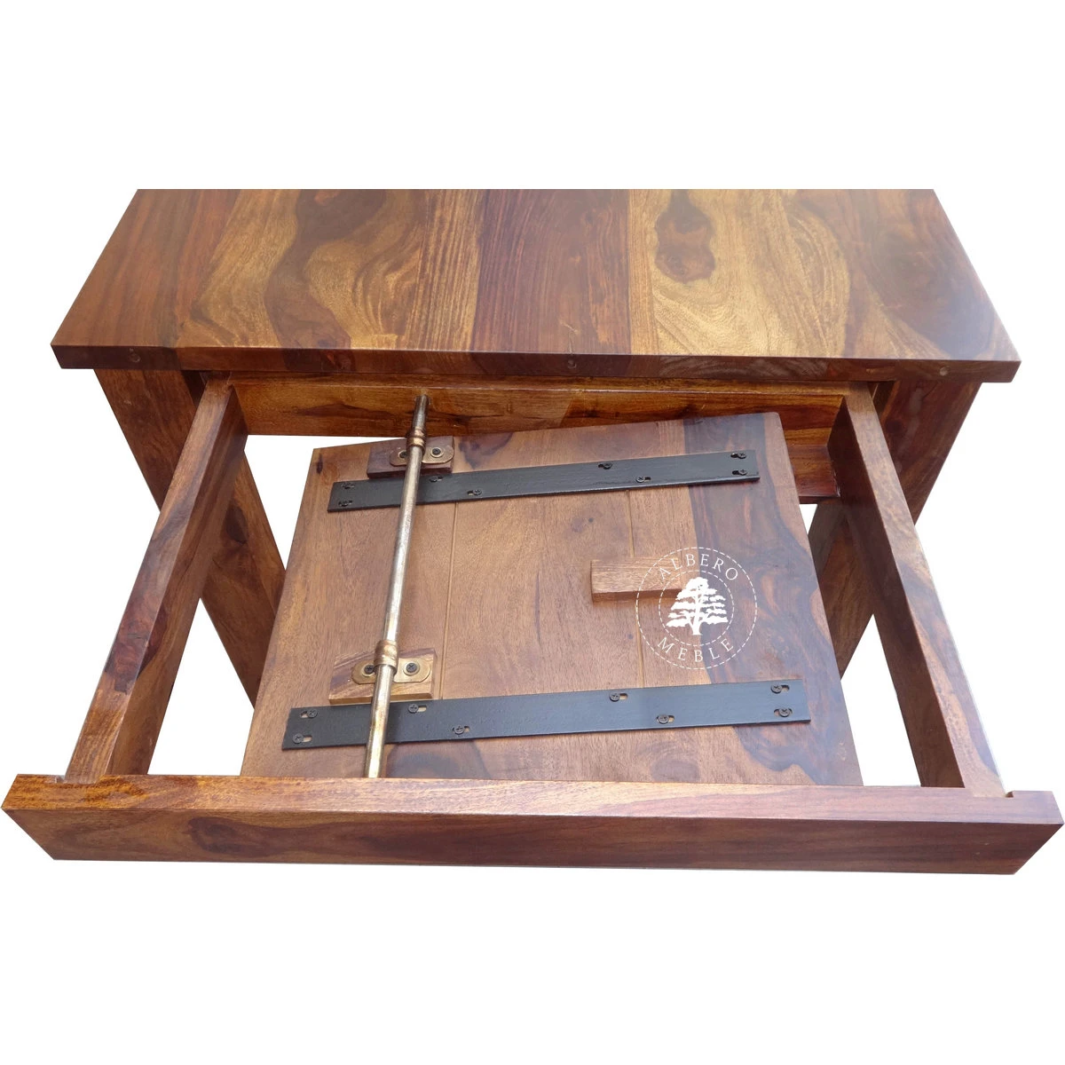 Stół z drewna litego z szufladami bocznymi