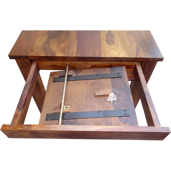 Stół z drewna litego z szufladami bocznymi