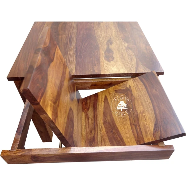 Stół z drewna litego z szufladami bocznymi