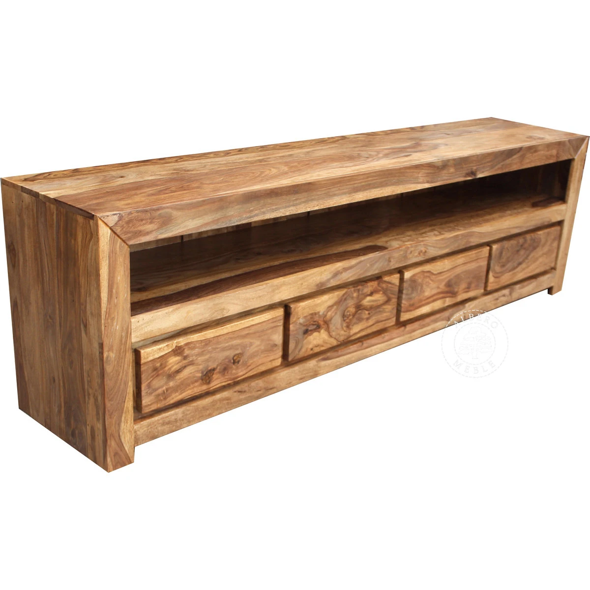 Długa drewniana komoda RTV wykonywana na wymiar