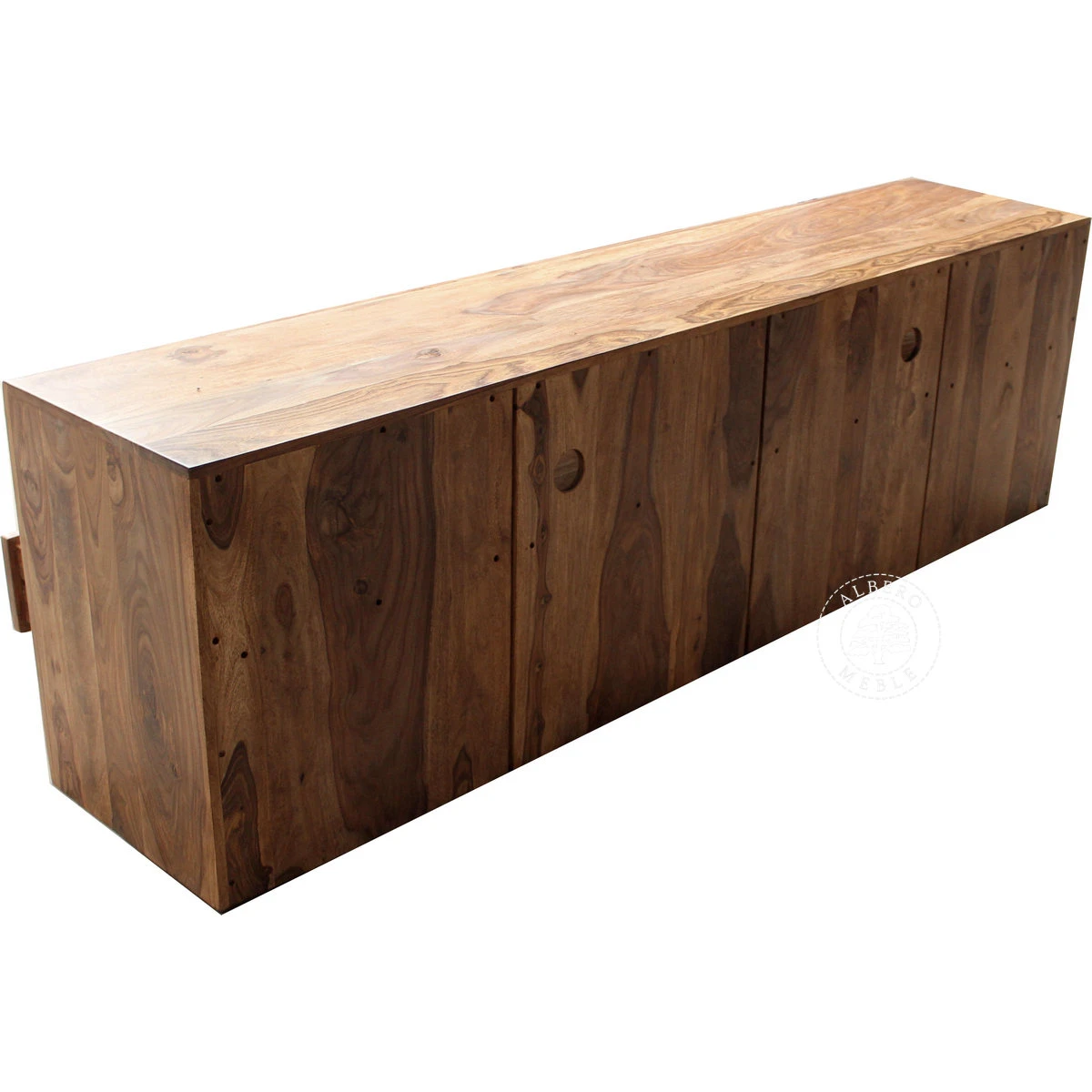 Długa drewniana komoda RTV wykonywana na wymiar