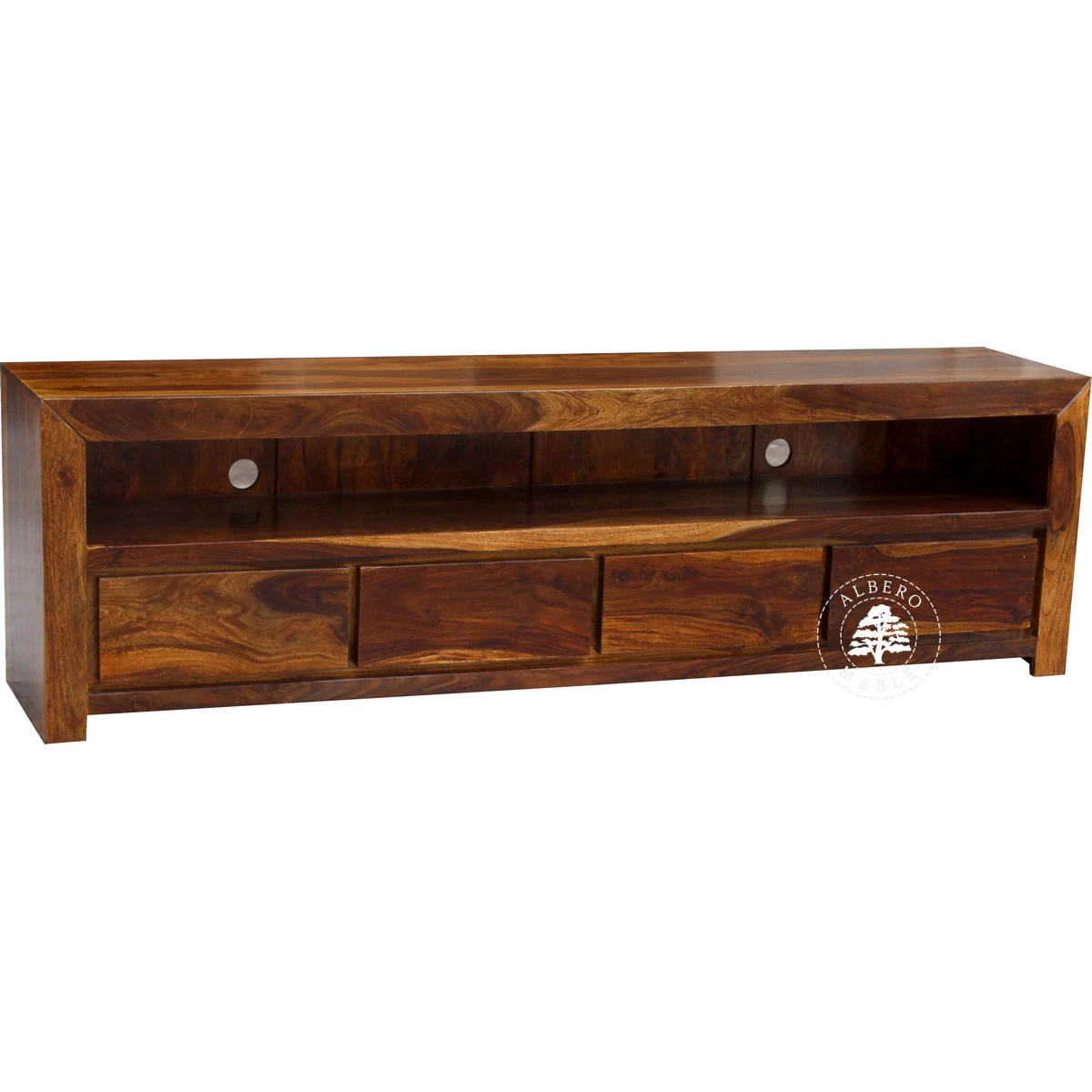 Długa drewniana komoda RTV wykonywana na wymiar