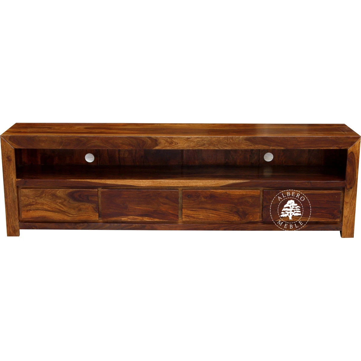 Długa drewniana komoda RTV wykonywana na wymiar