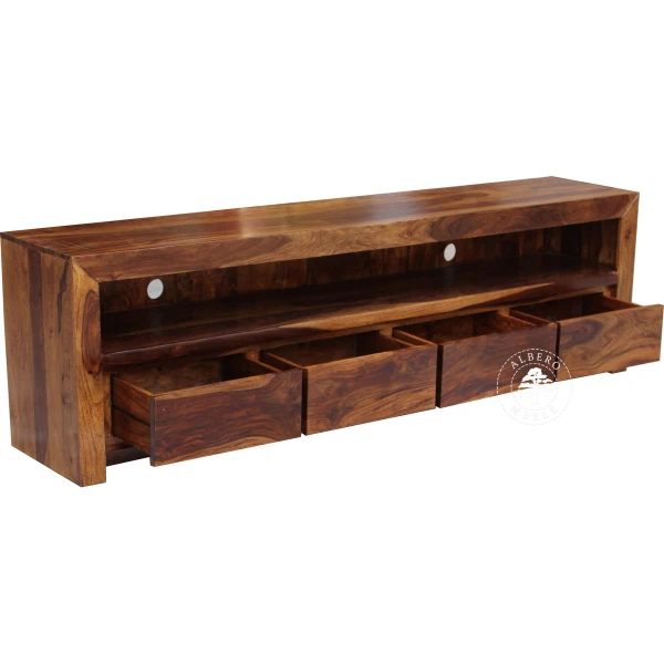 Długa drewniana komoda RTV wykonywana na wymiar