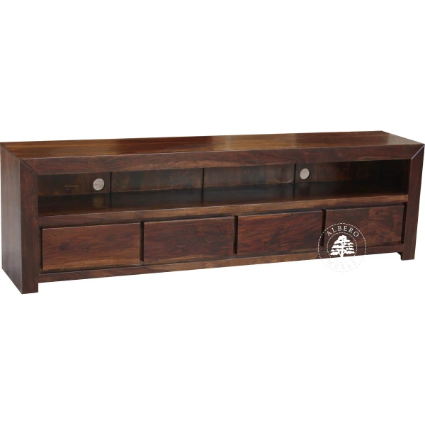 Długa drewniana komoda RTV wykonywana na wymiar