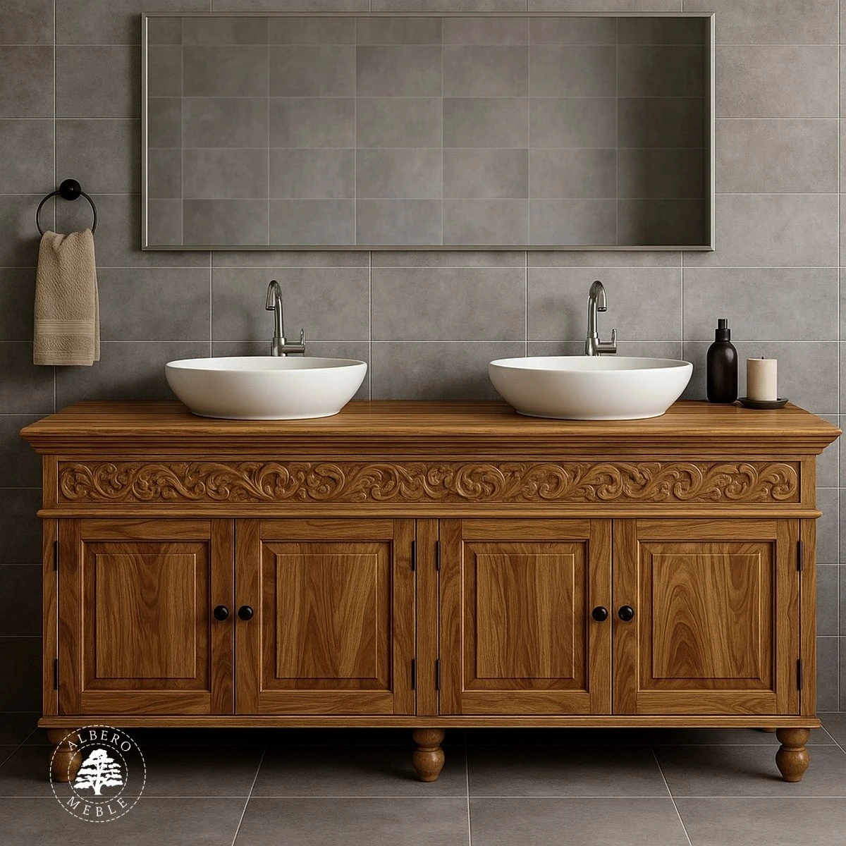 Komoda drewniana lakierowana na wymiar do łazienki