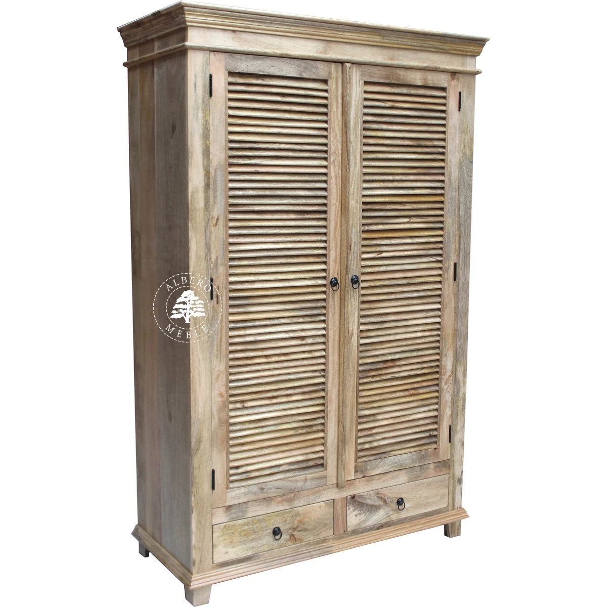 Szafa Drewniana Oslo z Jasnego Drewna z Żaluzjowymi Drzwiam