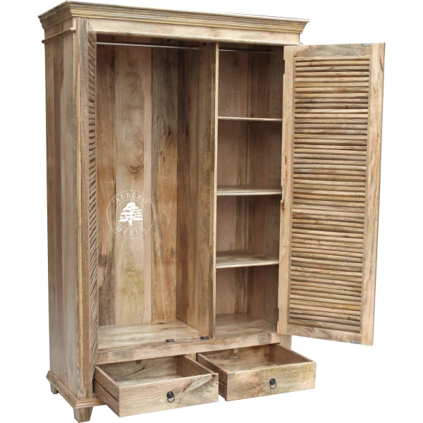 Szafa Drewniana Oslo z Jasnego Drewna z Żaluzjowymi Drzwiam