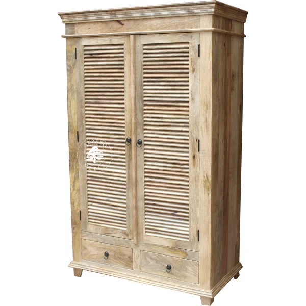 Szafa Drewniana Oslo z Jasnego Drewna z Żaluzjowymi Drzwiam