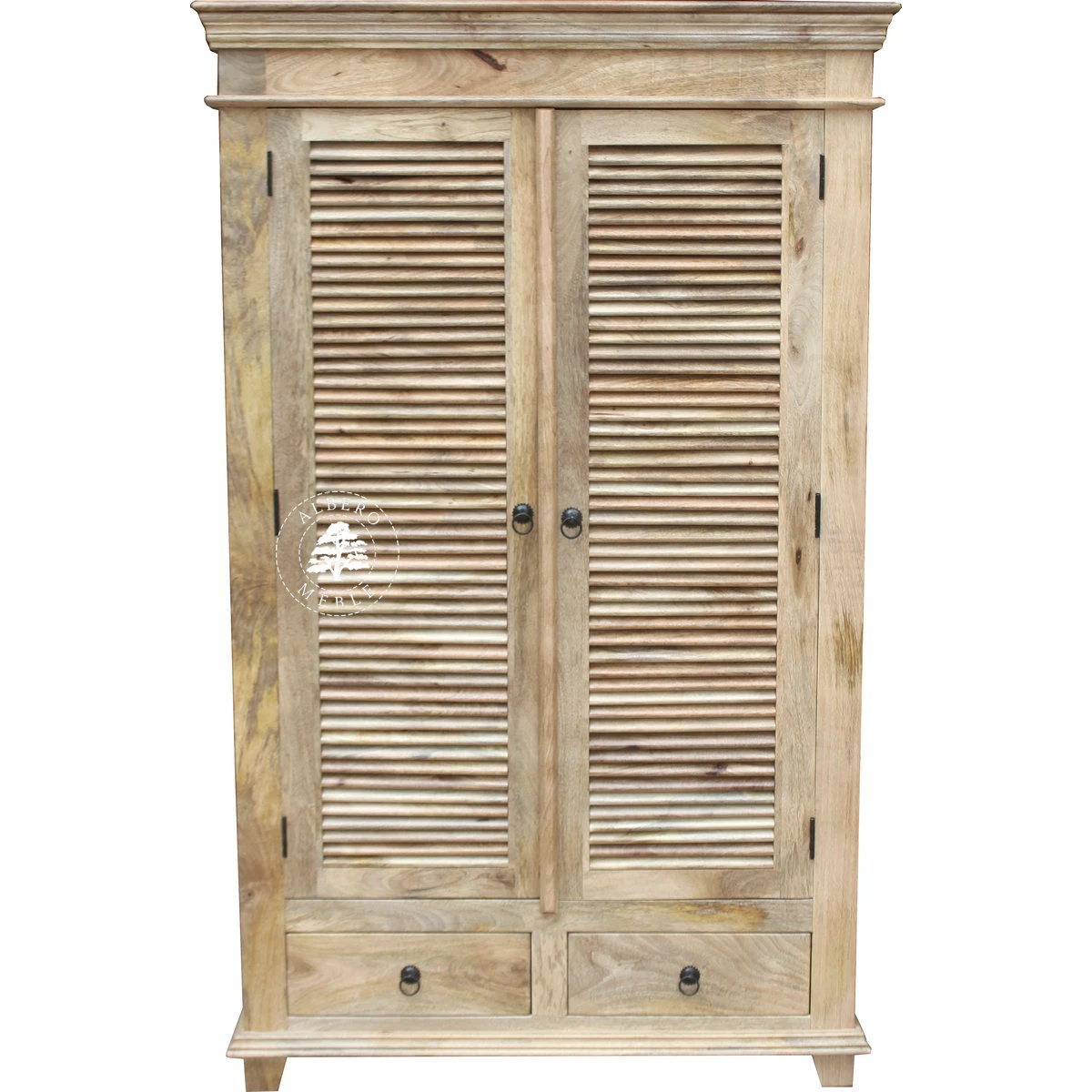 Szafa Drewniana Oslo z Jasnego Drewna z Żaluzjowymi Drzwiam
