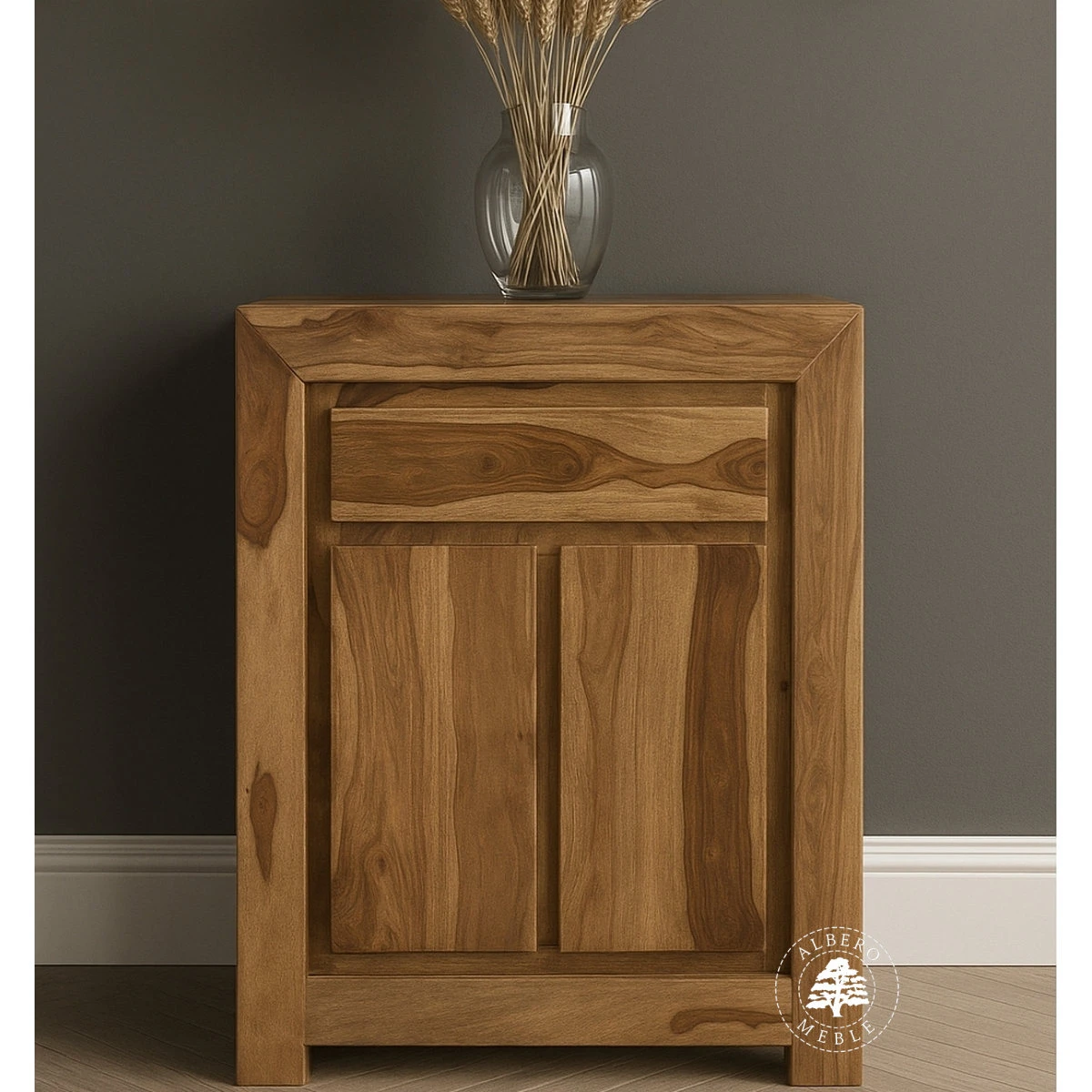 Komoda drewniana z szafką i szufladą