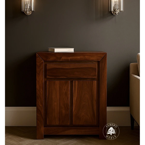 Komoda drewniana z szafką i szufladą