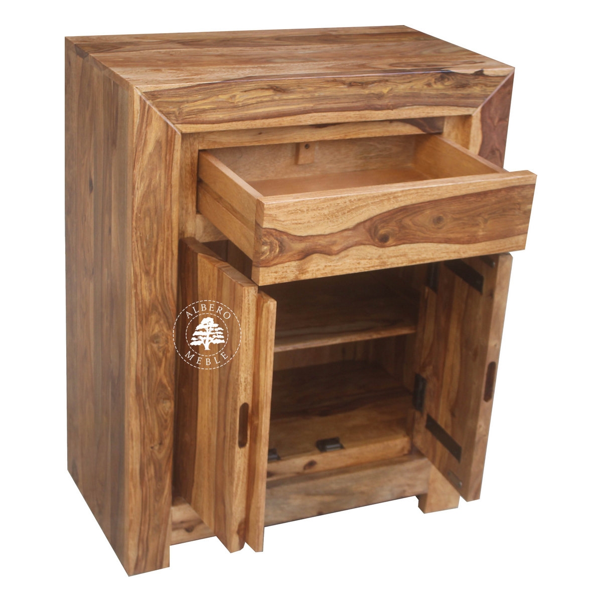 Komoda drewniana z szafką i szufladą