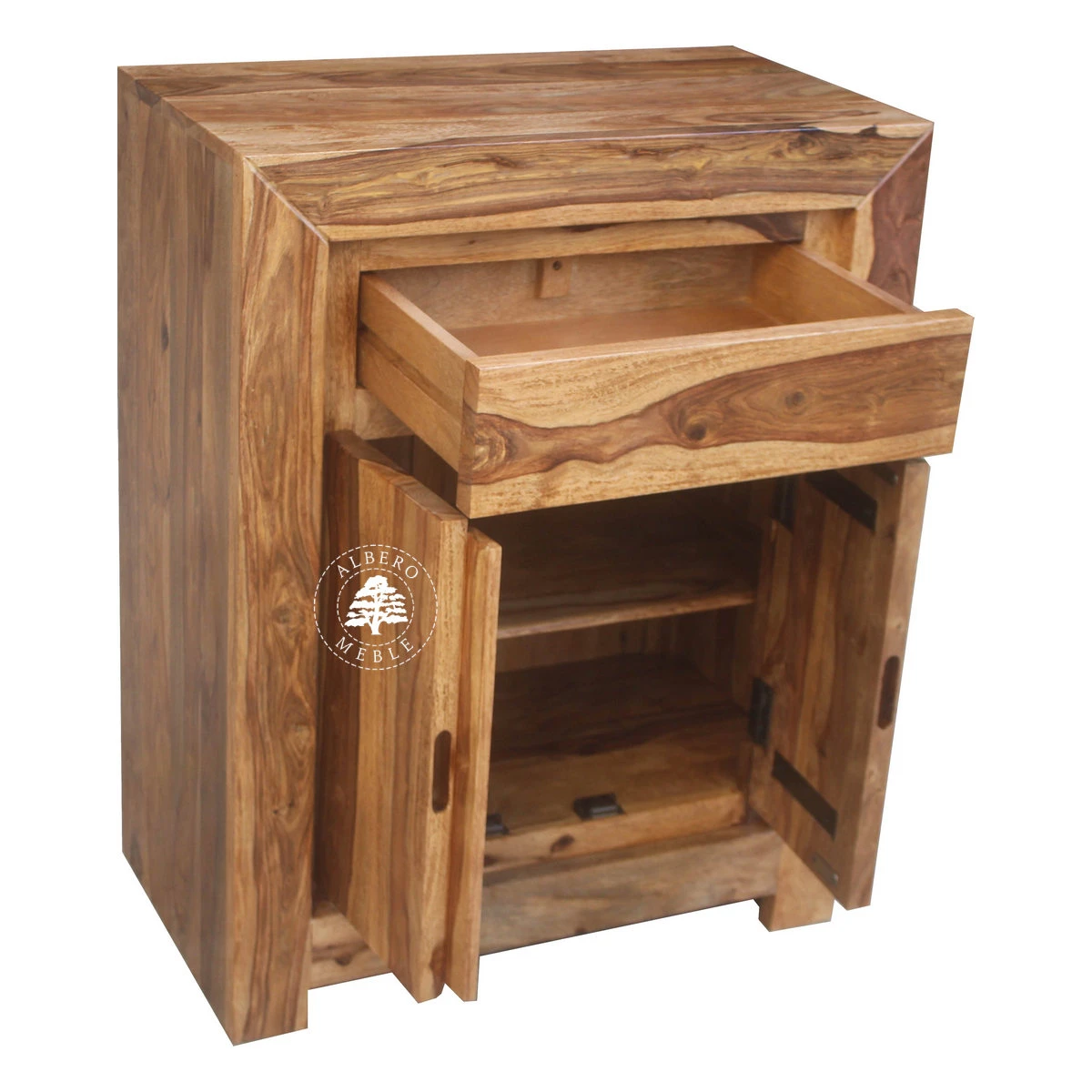 Komoda drewniana z szafką i szufladą