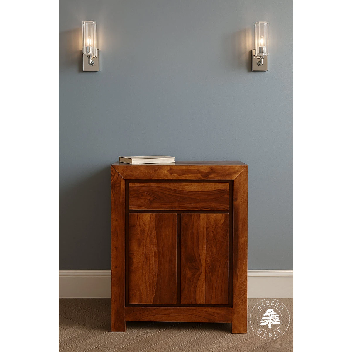 Komoda drewniana z szafką i szufladą