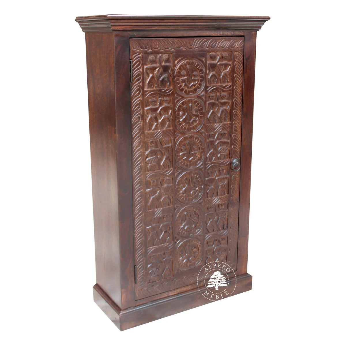 Komoda drewniana z ręcznie wykonanym wzorem