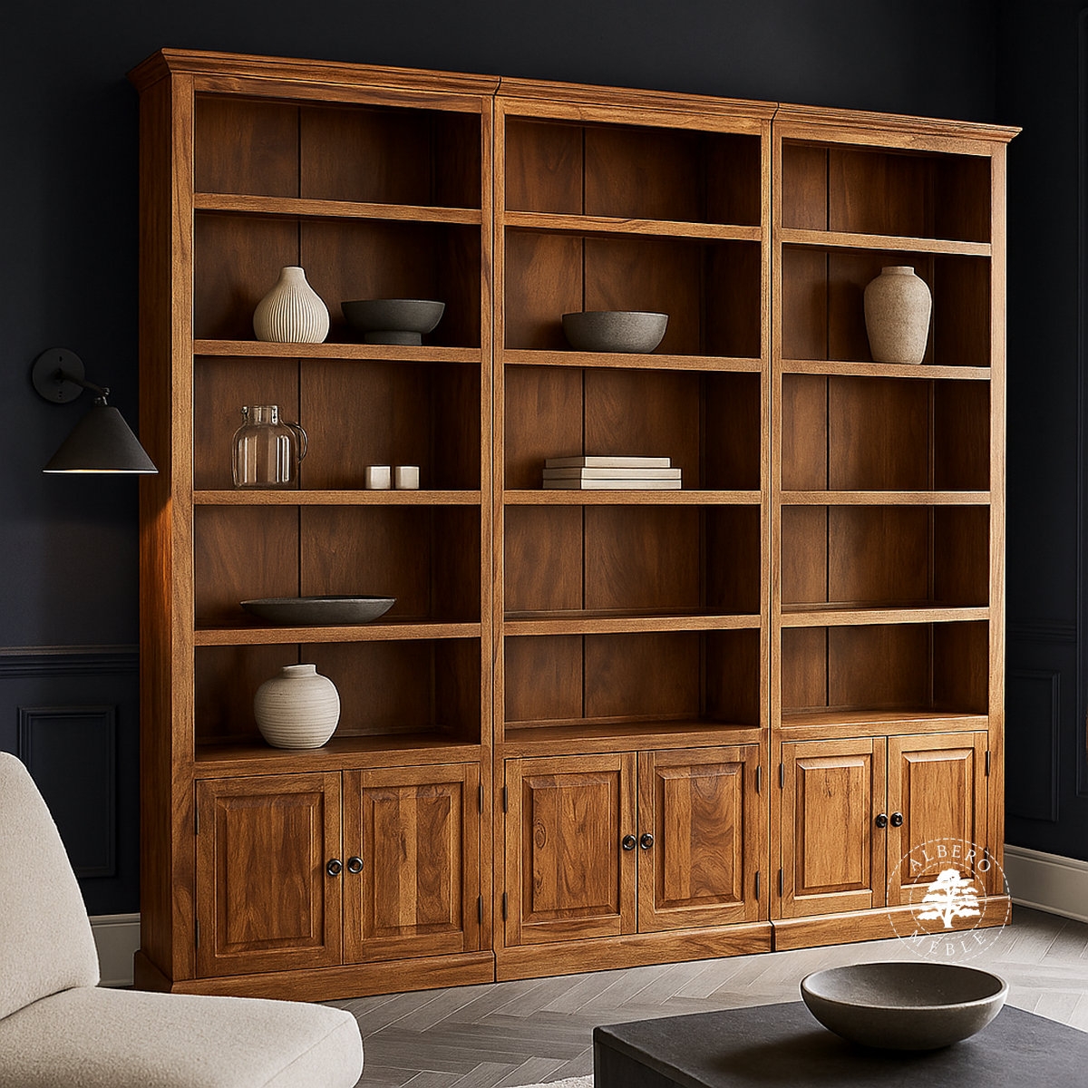 Klasyczna Biblioteka Drewniana na Wymiar