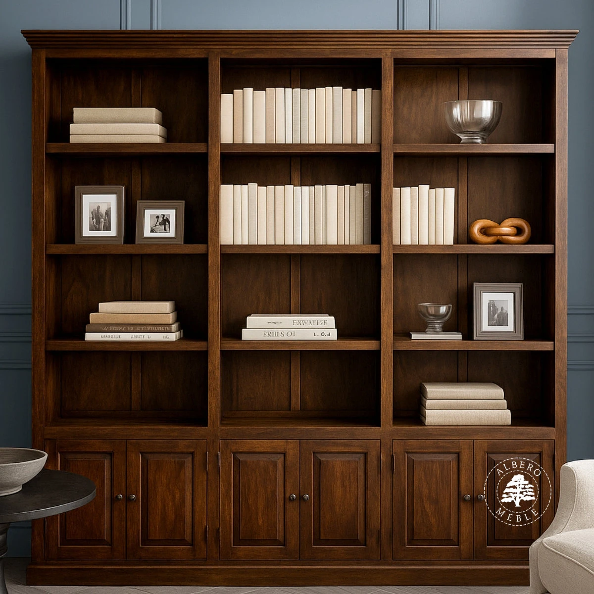 Klasyczna Biblioteka Drewniana na Wymiar