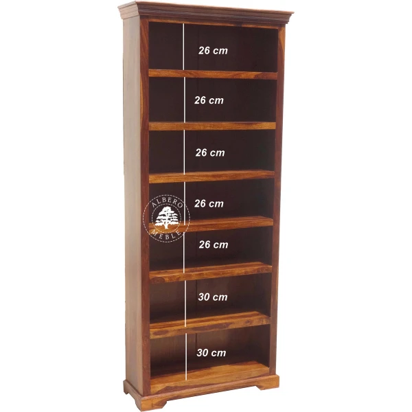 Wysoki, Klasyczny Regał z Drewna do Salonu